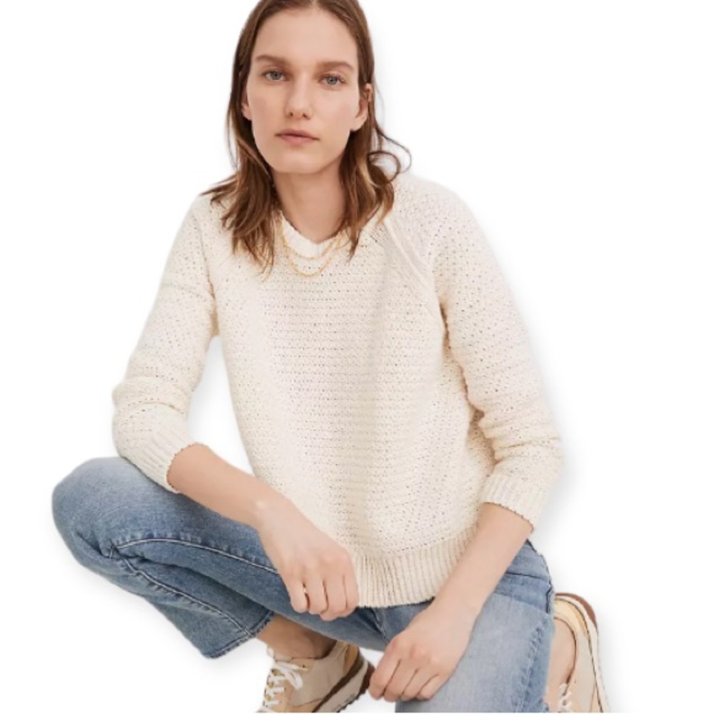 Madewell NWOT Cotton Crew Neck Pullover Sweater Hopedale Open Stitch